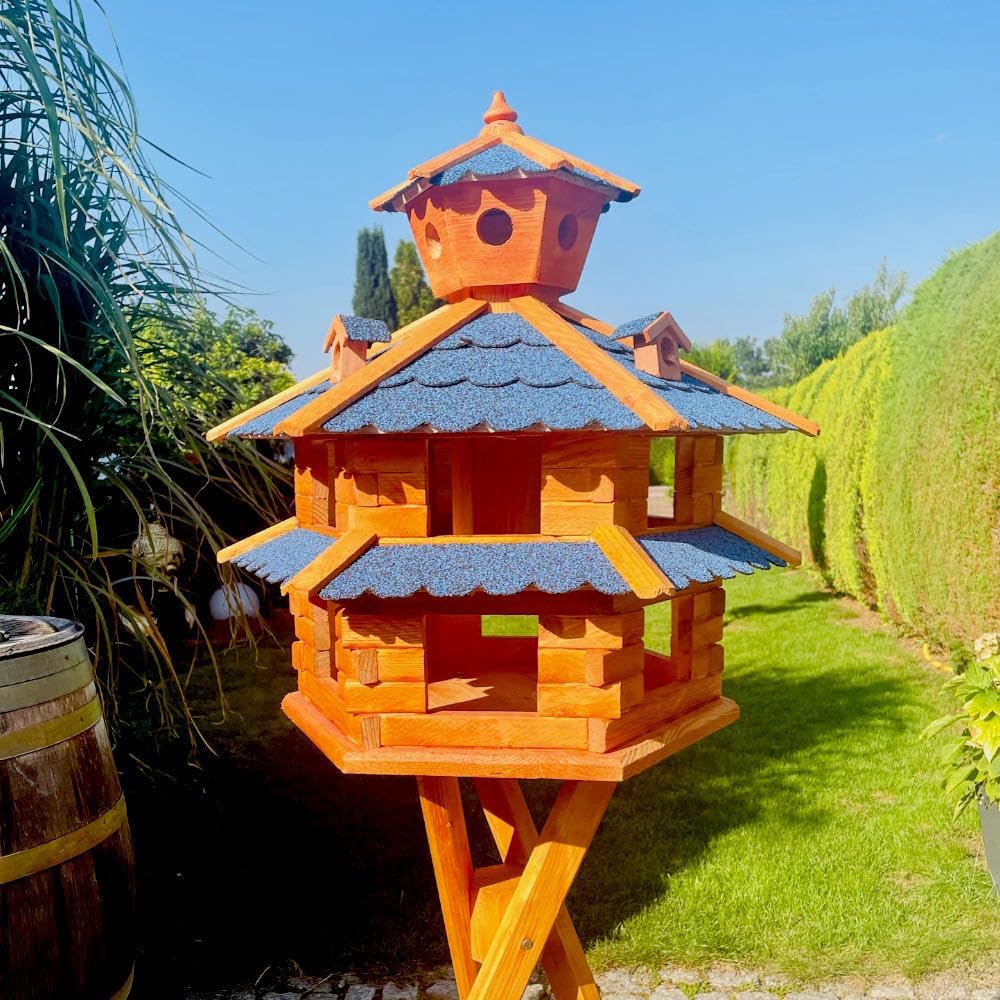 Futterhaus Vogelvilla XXL mit Ständer, Grösse XXL mit Ständer Blau - Braun