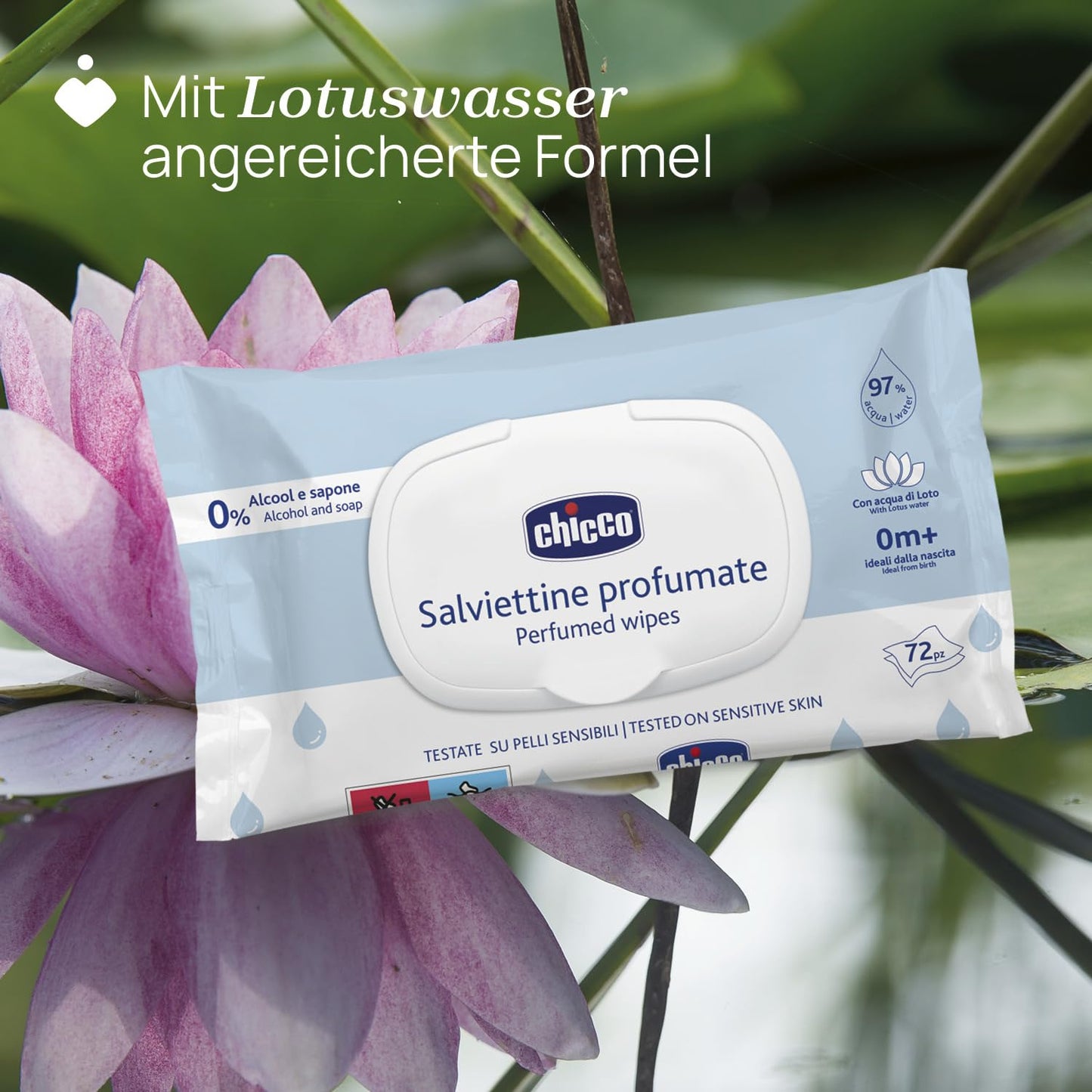 Neugeborenen-Reinigungstücher-Set mit Flip Cover, 72 count (Pack of 12) Parfümiert mit Plaquette