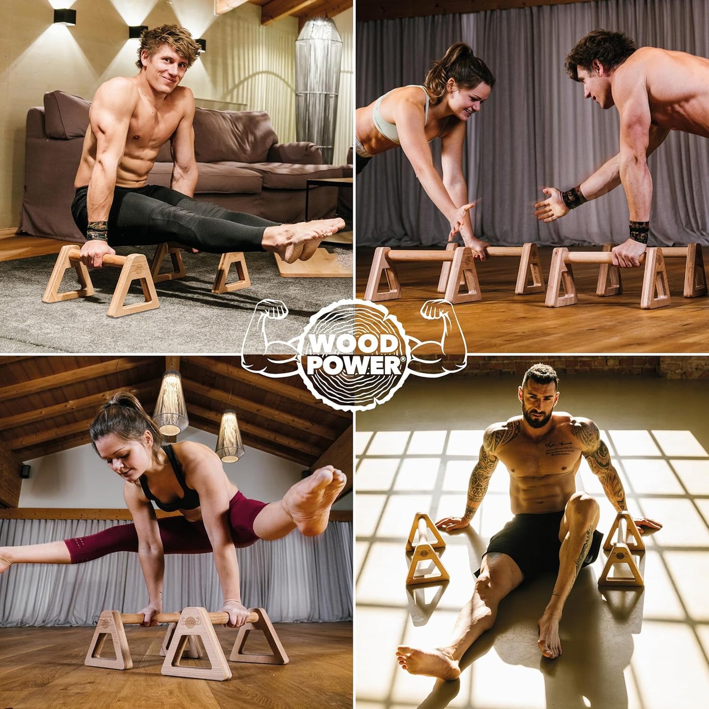 Parallettes für Liegestütze & Calisthenics, XL, Brown