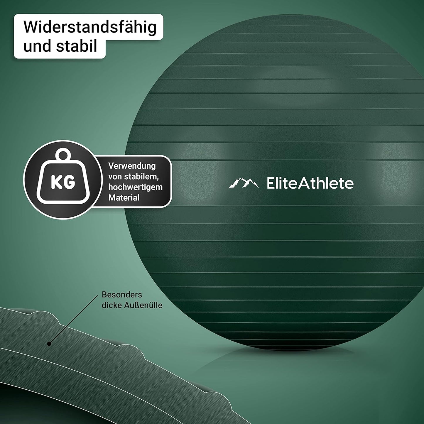 Ergonomischer Gymnastikball mit Anti-Burst-System 55cm, Deep Forest 55cm