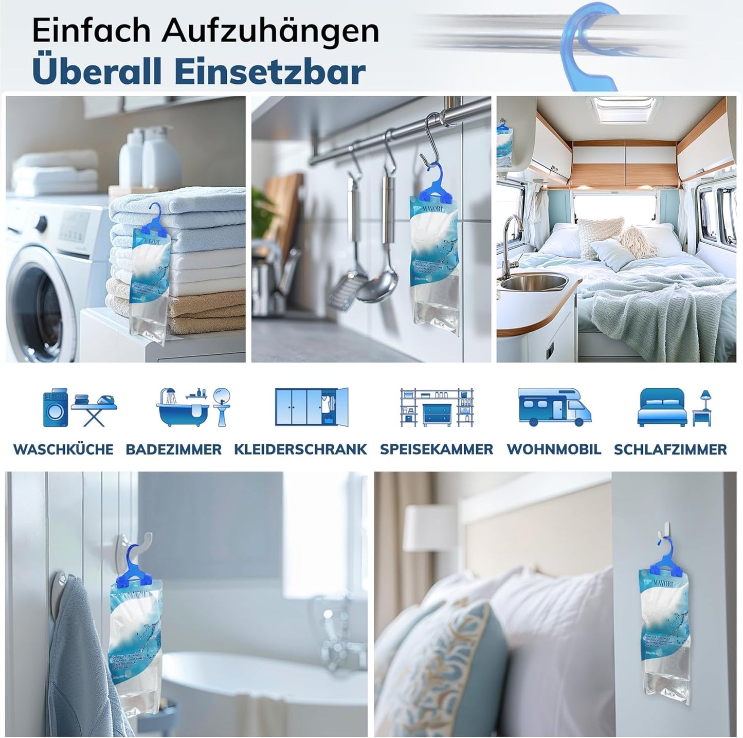 Luftentfeuchter zum Aufhängen, 20 Stück, ohne Duft, Ohne Duft 20er Set