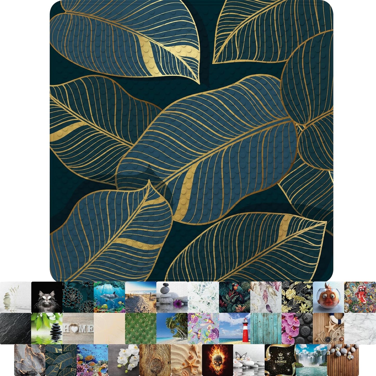Rutschfeste Badematte für Dusche und Badewanne (53x53 cm), Monstera