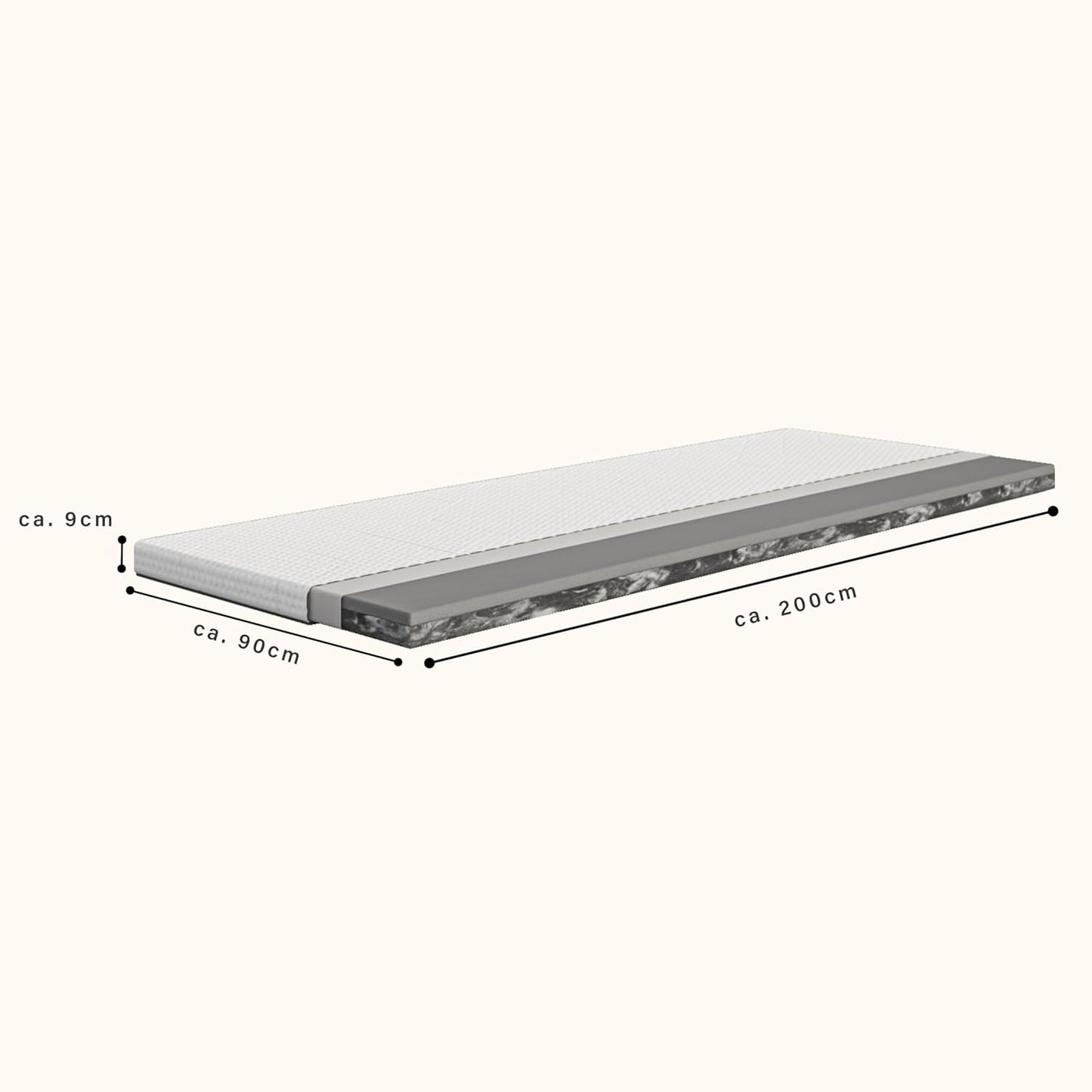 Matratzenauflage, 90x200 cm, Premium - Originalcover 90 x 200 cm