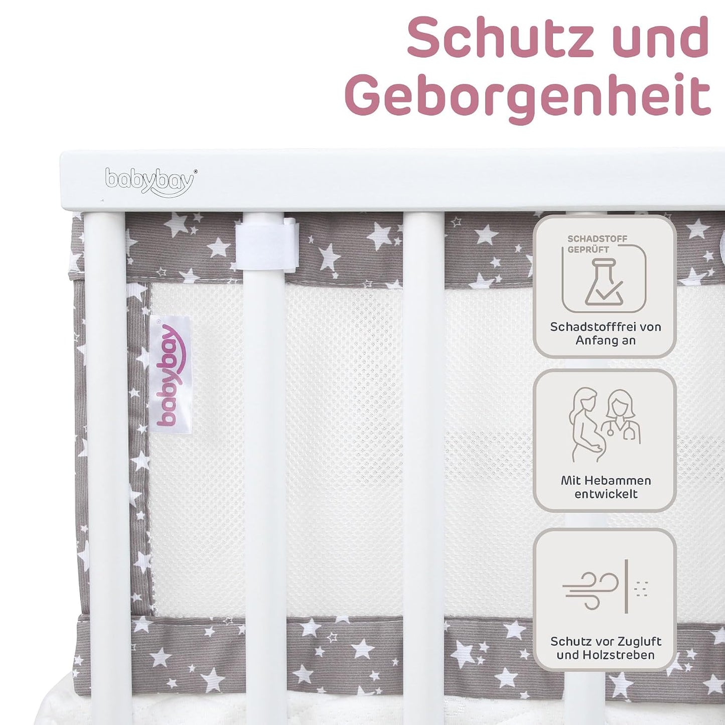 Babynestchen, Taupe Sterne Weiss für Modell Boxspring XXL