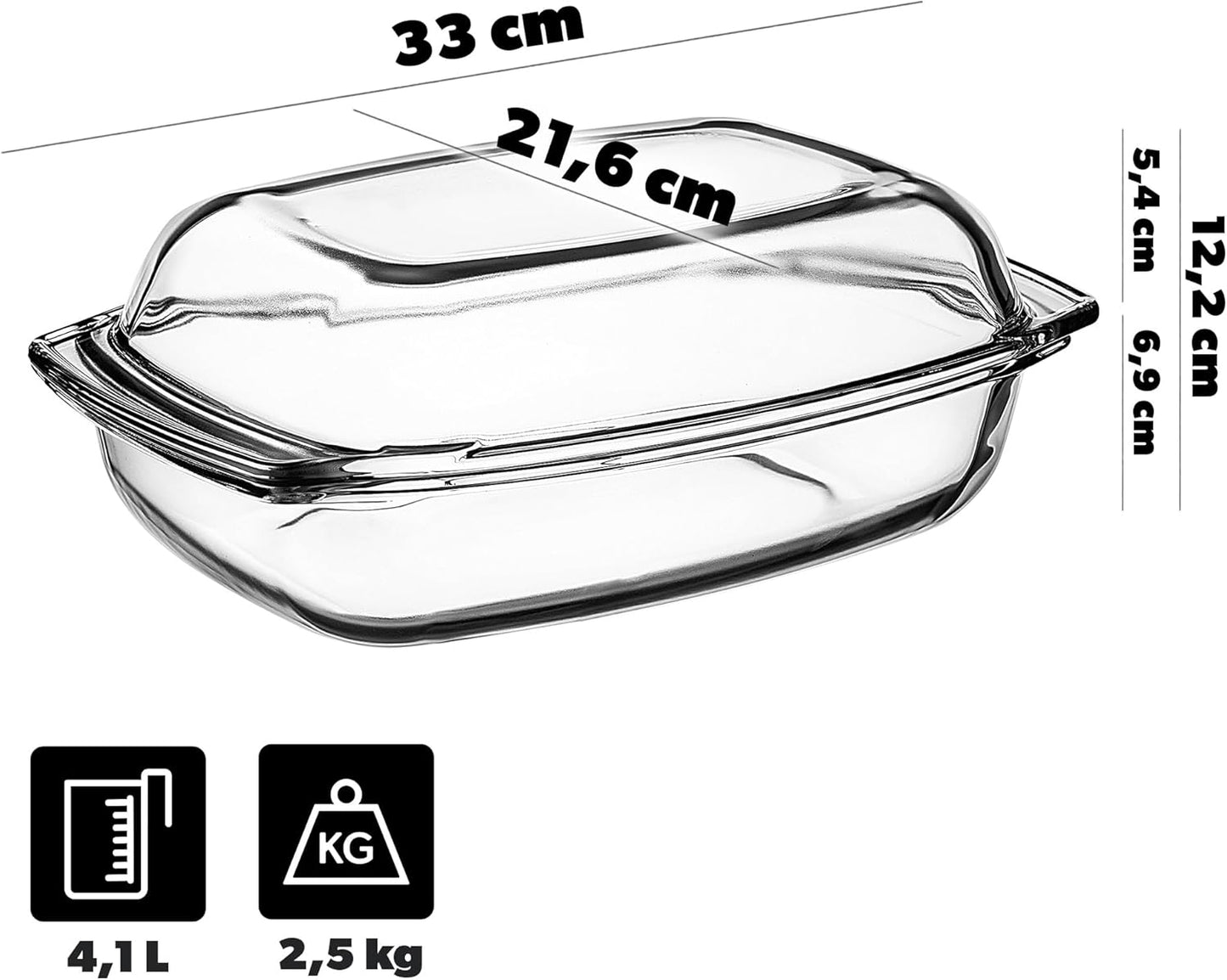Auflaufform mit Deckel, 4,1 L