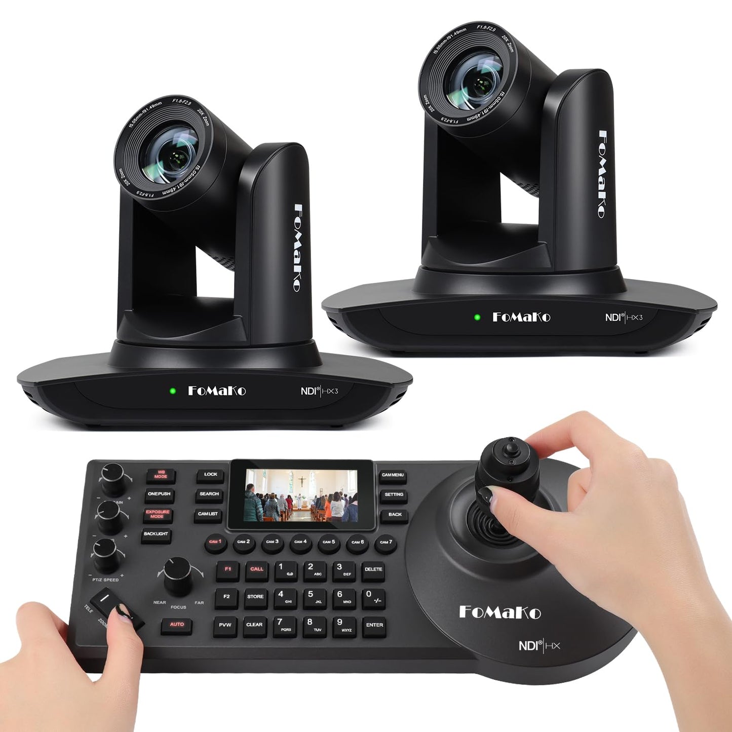 NDI HX3 PTZ Kamera Set mit KI-Auto-Tracking und Controller, Obsidianschwarz