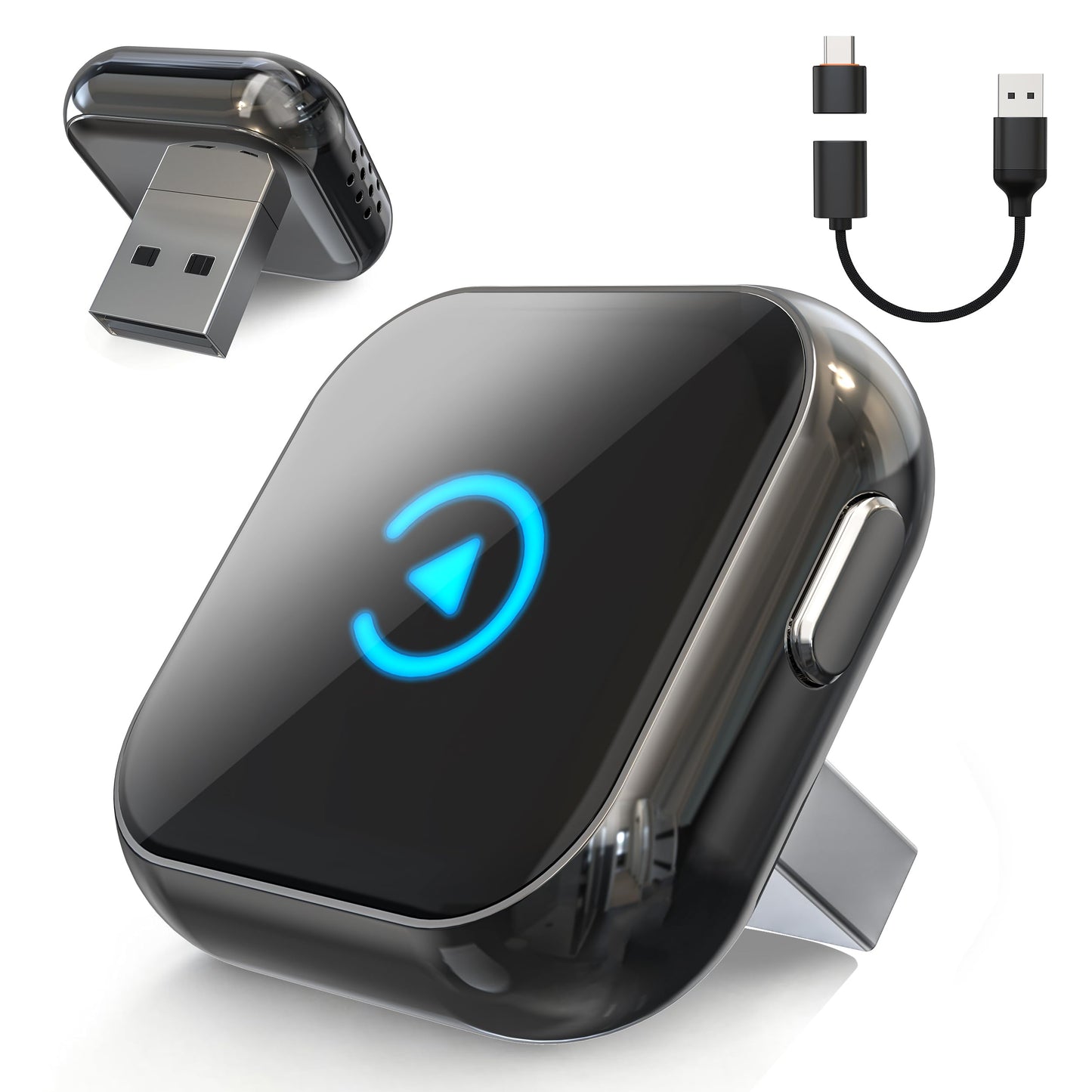 2-in-1 CarPlay Wireless Adapter mit 2-Phone Switch, BlacKG