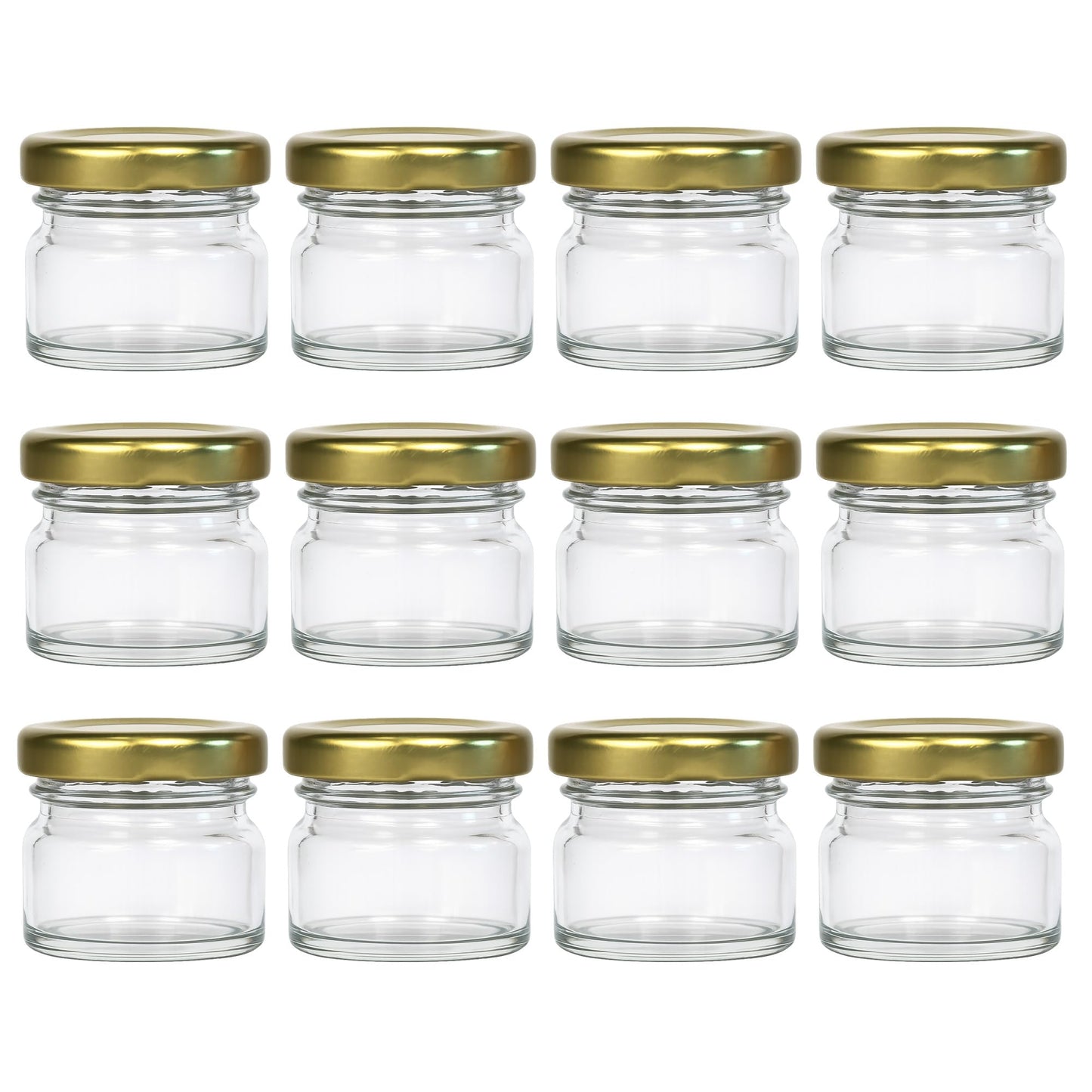 12er-Set Mini-Einmachgläser mit Schraubdeckel, 30 ml, Gold 30 ml 12
