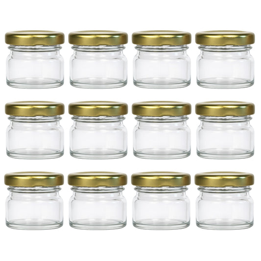 12er-Set Mini-Einmachgläser mit Schraubdeckel, 30 ml, Gold 30 ml 12