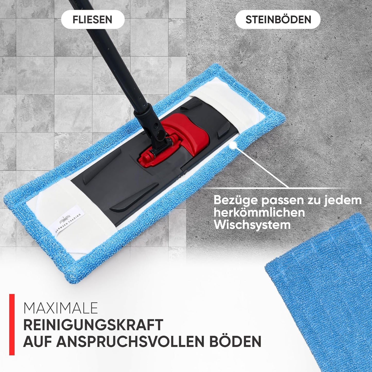 Wischmopp-Bezüge für Fliesen & Stein, 10er-Set, 40 cm, Fliesen & Steinböden 40 cm - 10 Stück