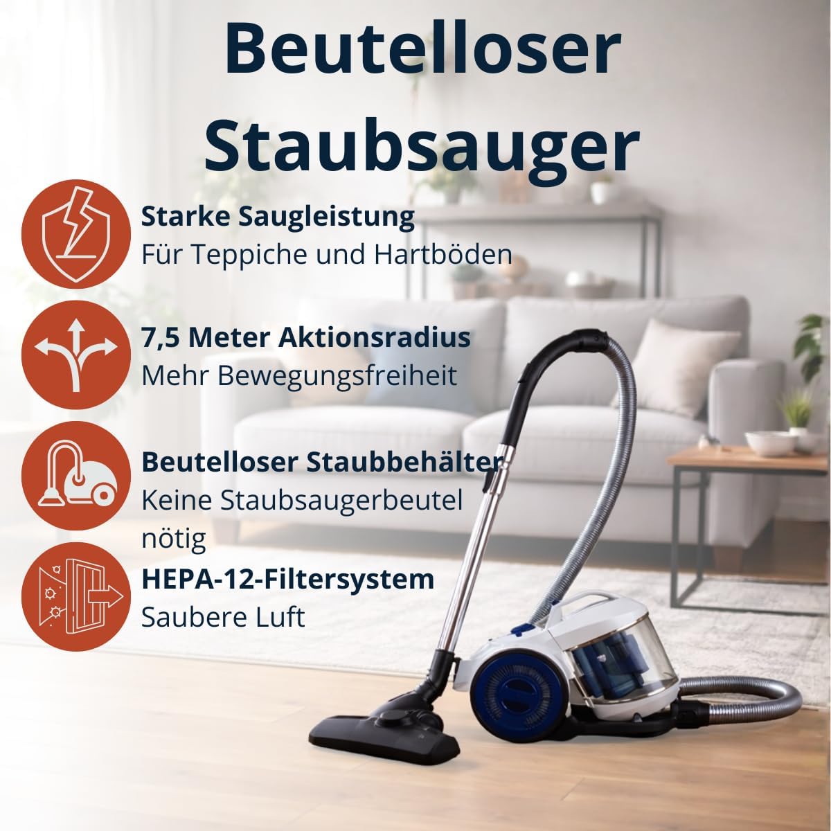 Beutelloser Staubsauger DD2503 mit HEPA-Filter