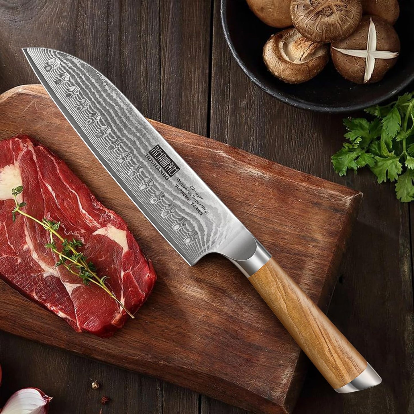HSHPCS-2023-019 Santoku Damastmesser, 18cm Santoku Messer