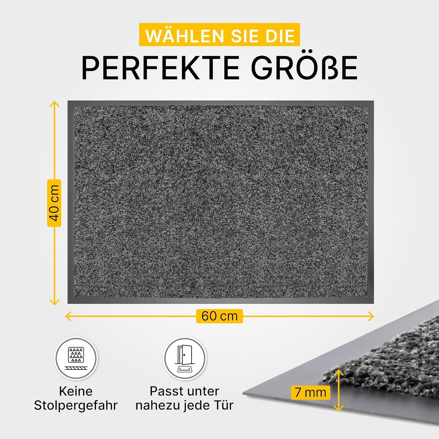 Rutschfeste Schmutzfangmatte, 40x60 cm, Anthrazit 40 x 60 cm (Rechteckig)
