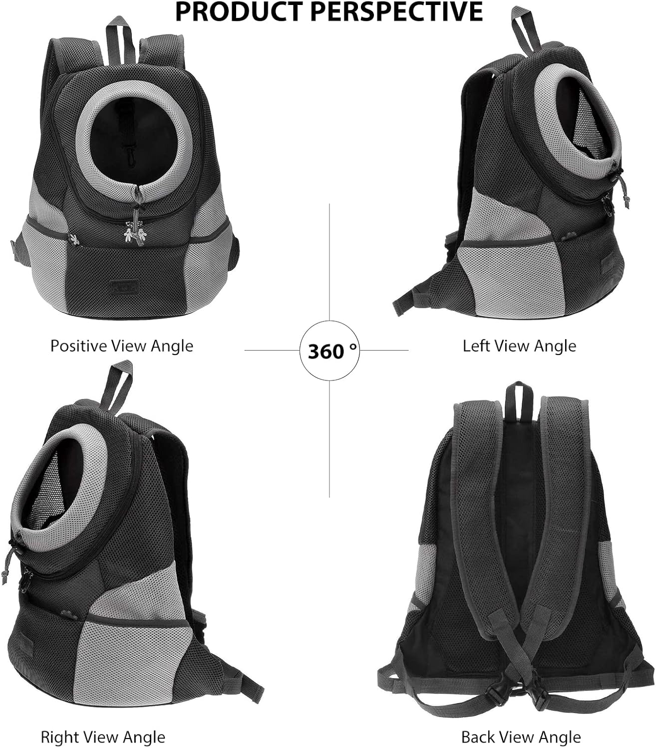 Haustierrucksack mit Fenster & gepolstertem Schultergurt, L 41 x B 24 x H 46 cm Schwarz