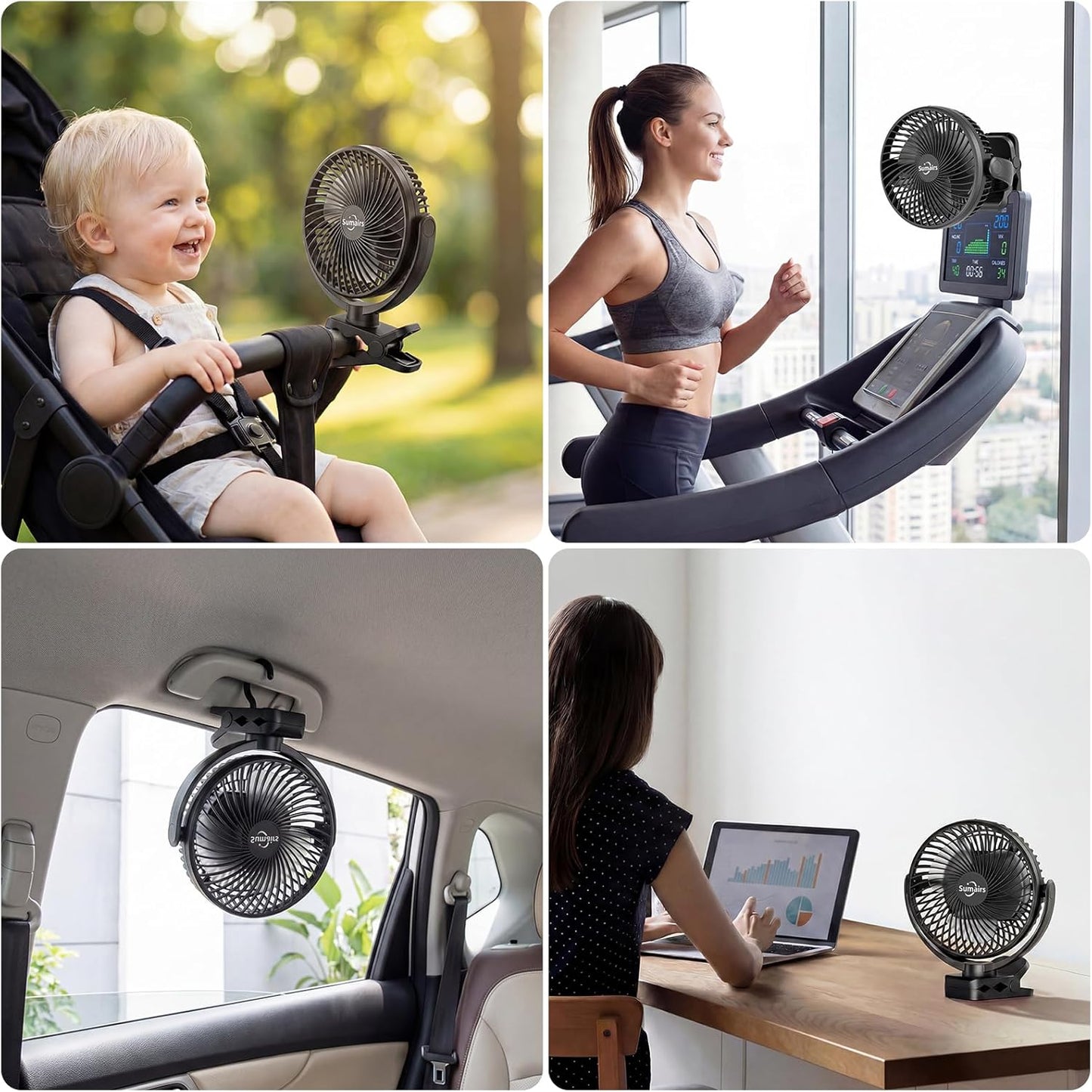 Campingventilator mit LED-Licht und Powerbank-Funktion, 20cm