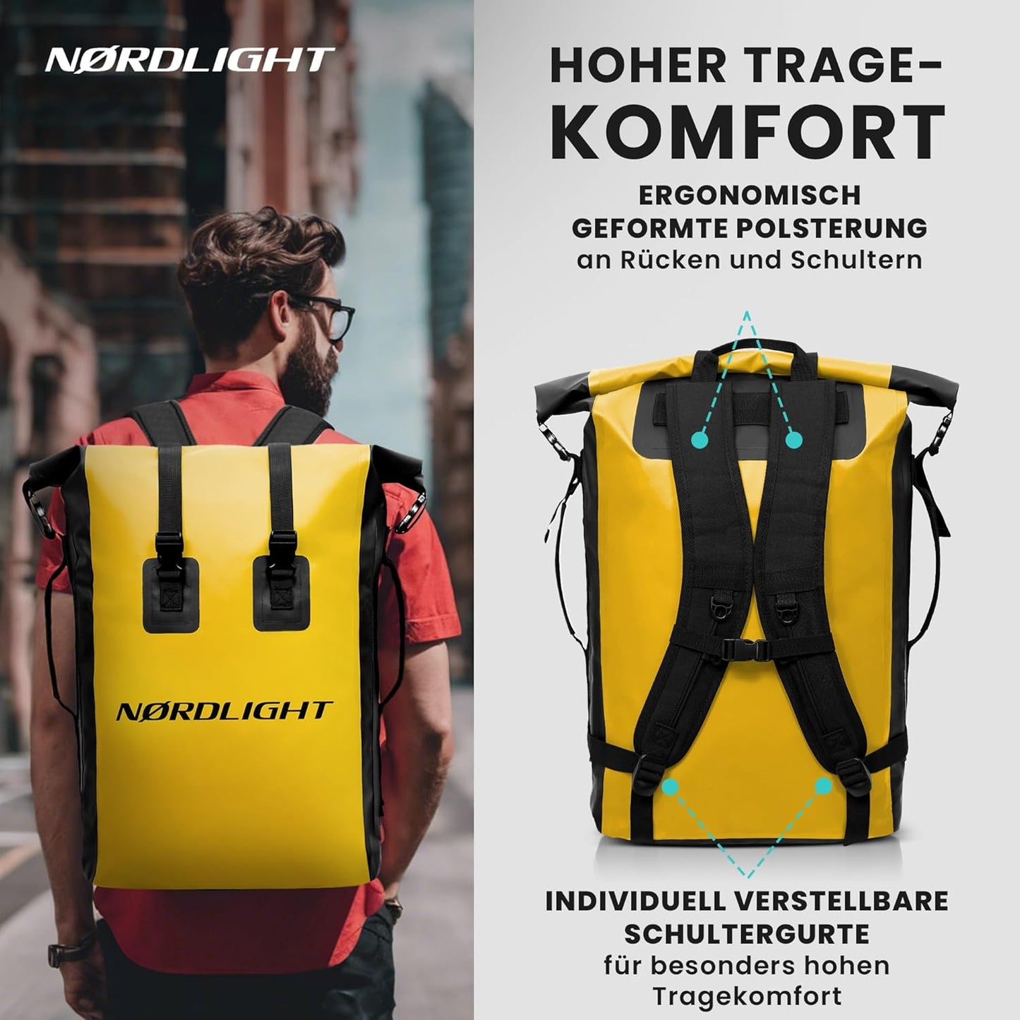 Wasserdichter Rucksack, Leuchtendes Gelb 35 L