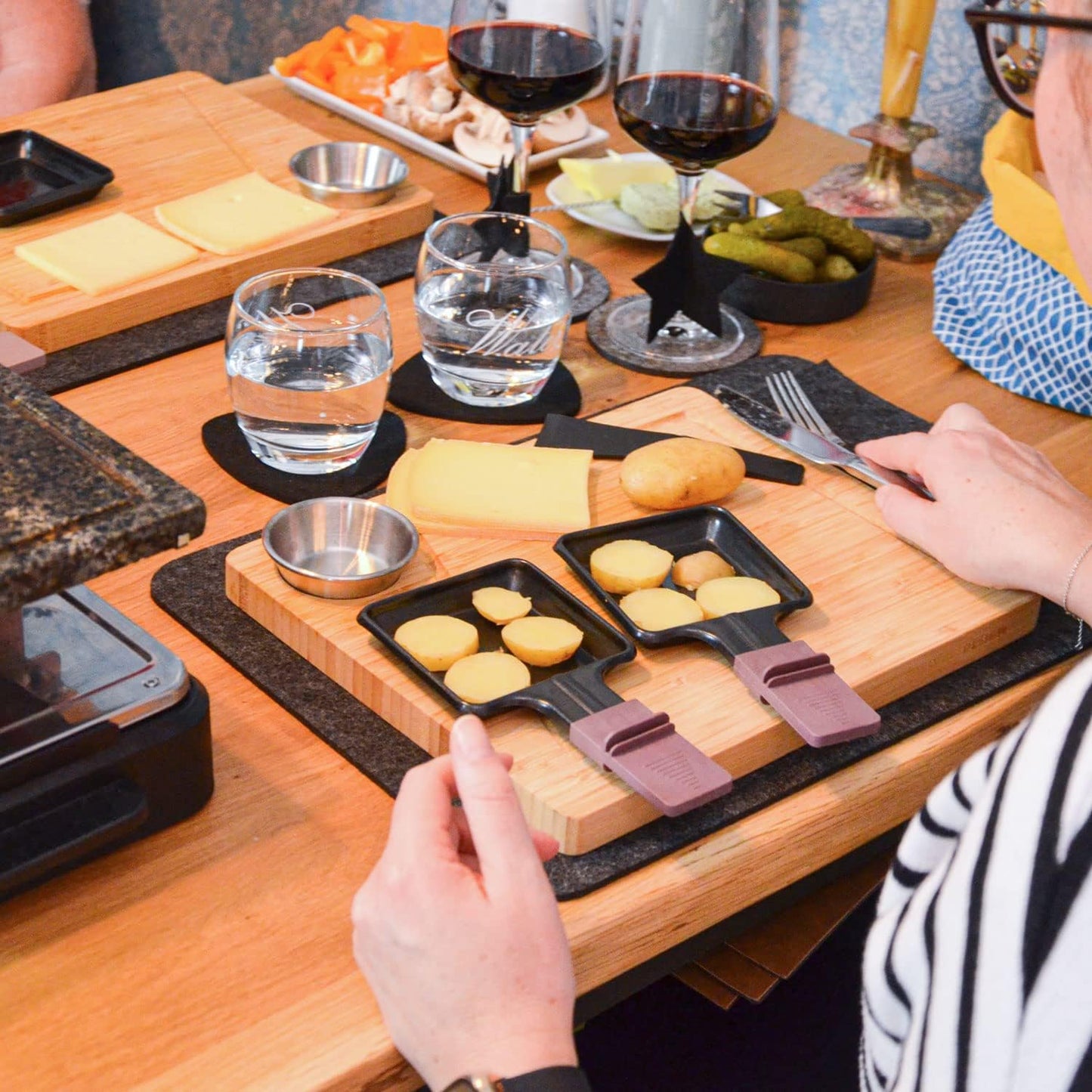 6 Personen Raclette-Teller-Set, 6er Set mit Dipschale