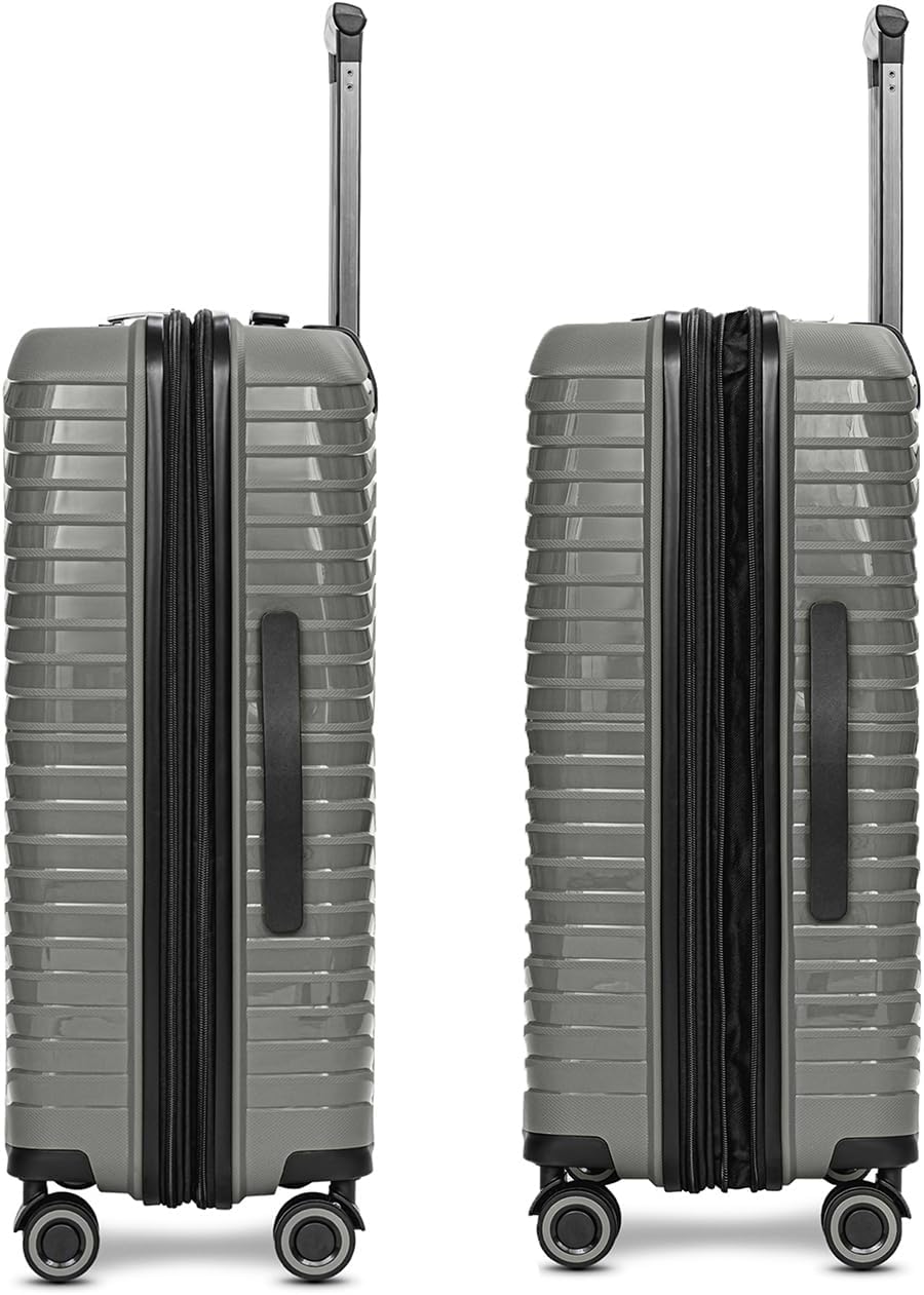 Shine 4 Rollen Trolley 65 cm mit Dehnfalte, Grey Koffer M (66 cm) erweiterbar