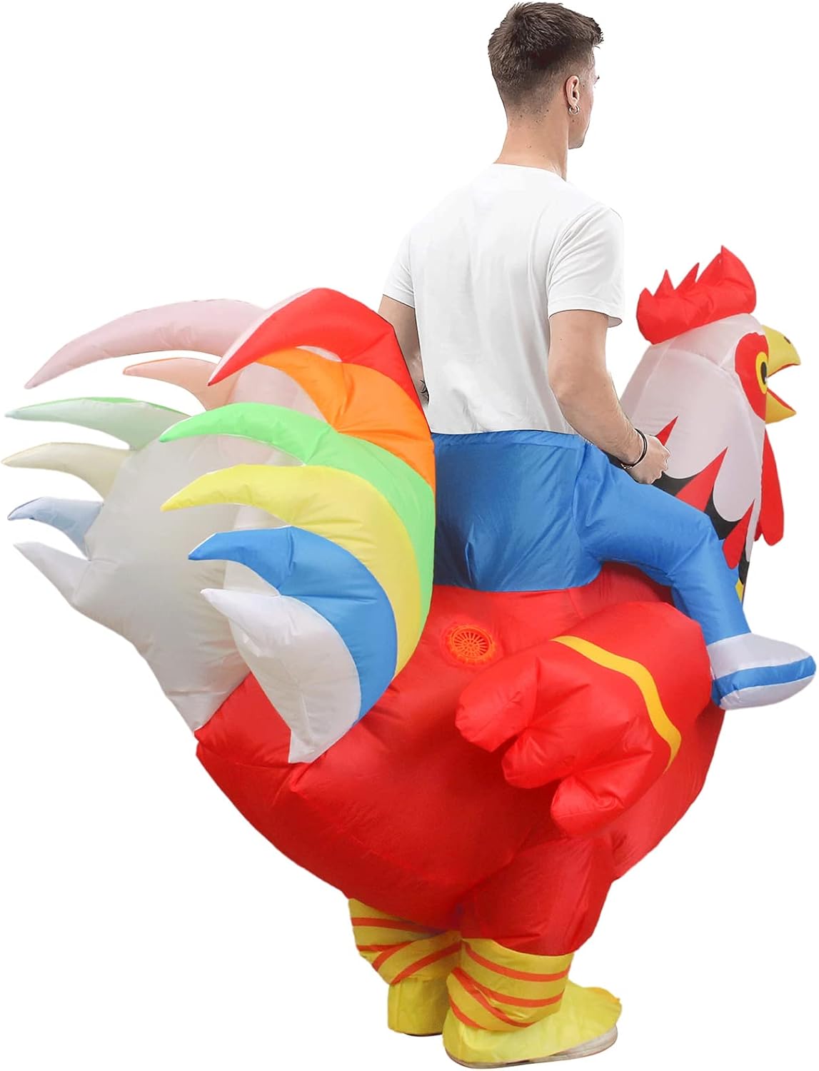 Aufblasbares Hahn-Kostüm für Erwachsene, Regenbogen