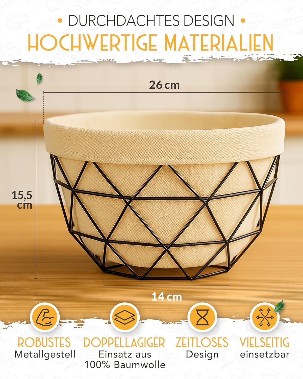 Brotkorb mit Metallgestell, Brotkorb mit Metallgestell
