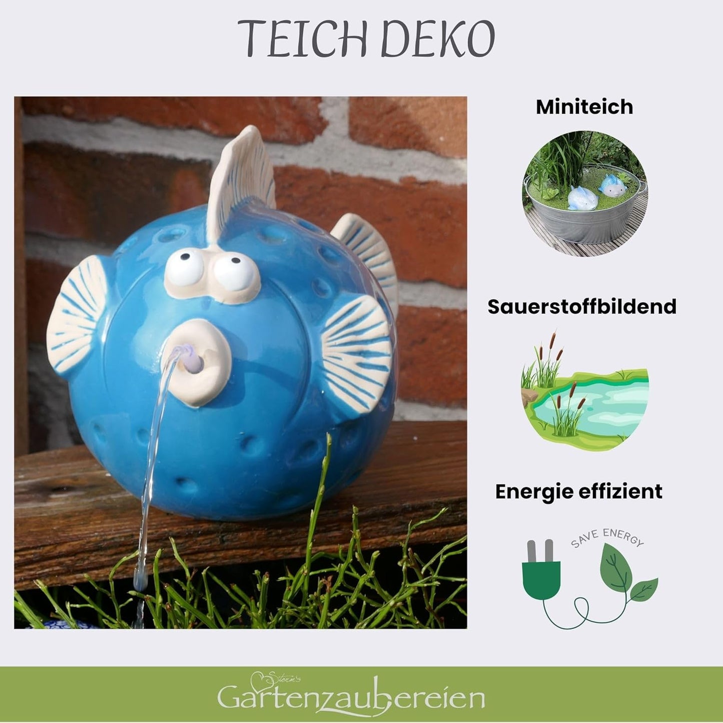 Fisch-Wasserspeier mit Pumpe