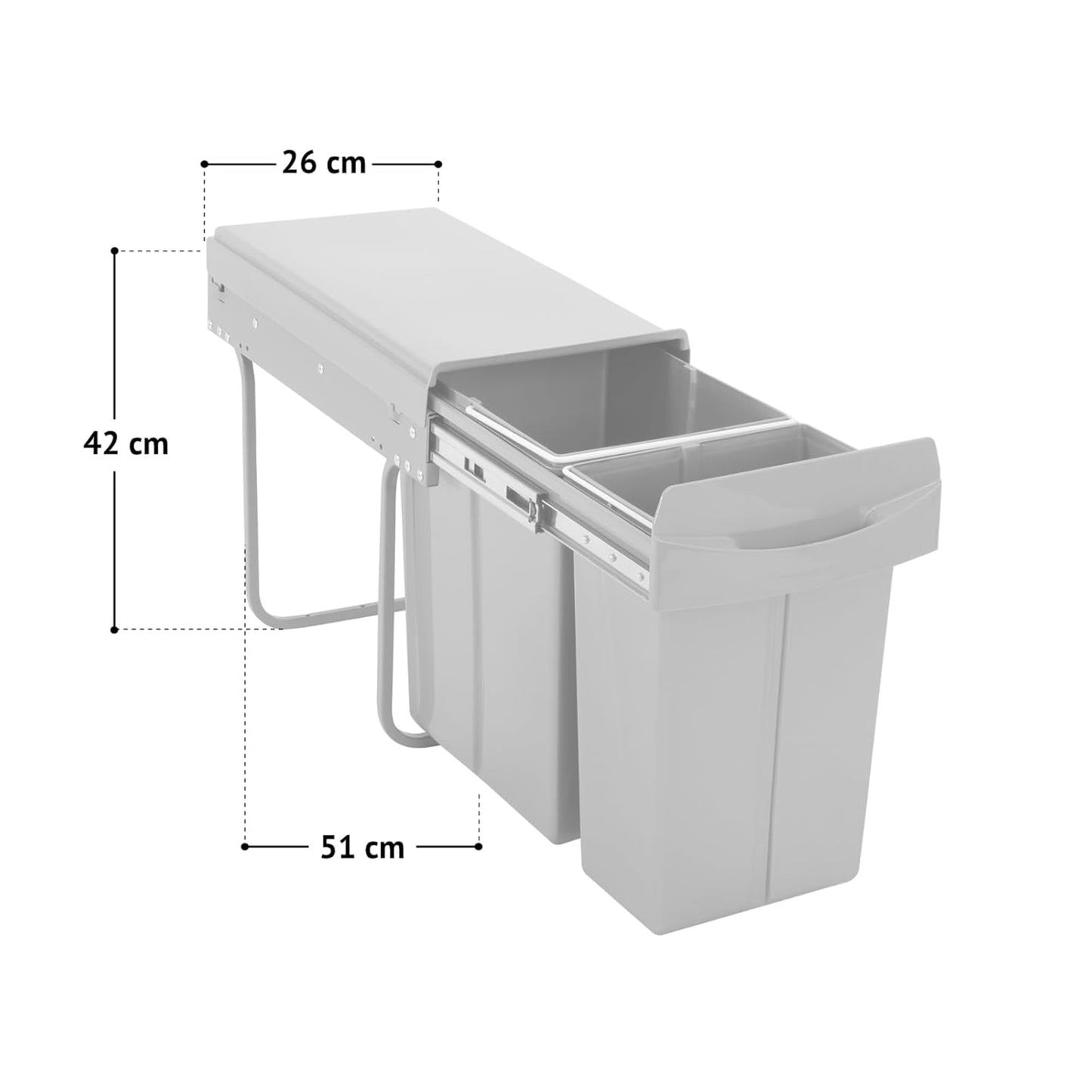 Einbaumülleimer EMCombo30 (2 Fächer, 10L + 20L) ausziehbar, EMCombo30