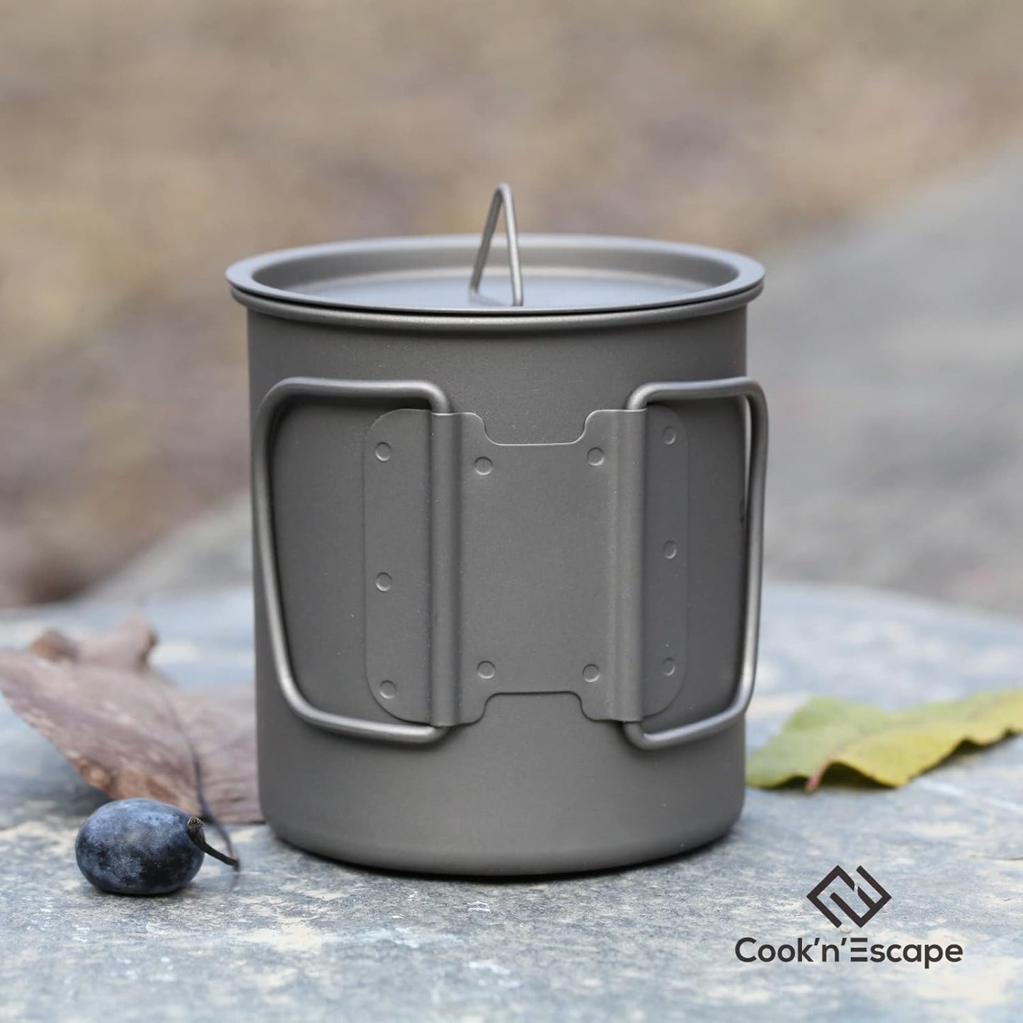 Camping Tasse mit Deckel und faltbarem Griff, 450ml Becher