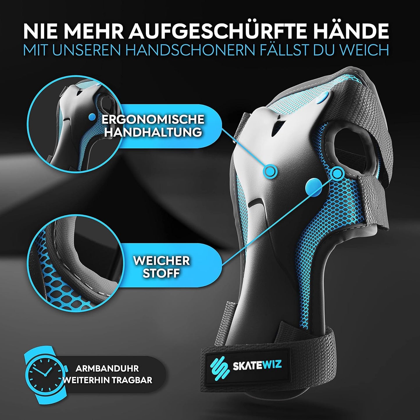 Schutzset für Inlineskates & Skateboard, XS, Blau - Neues Modell XS