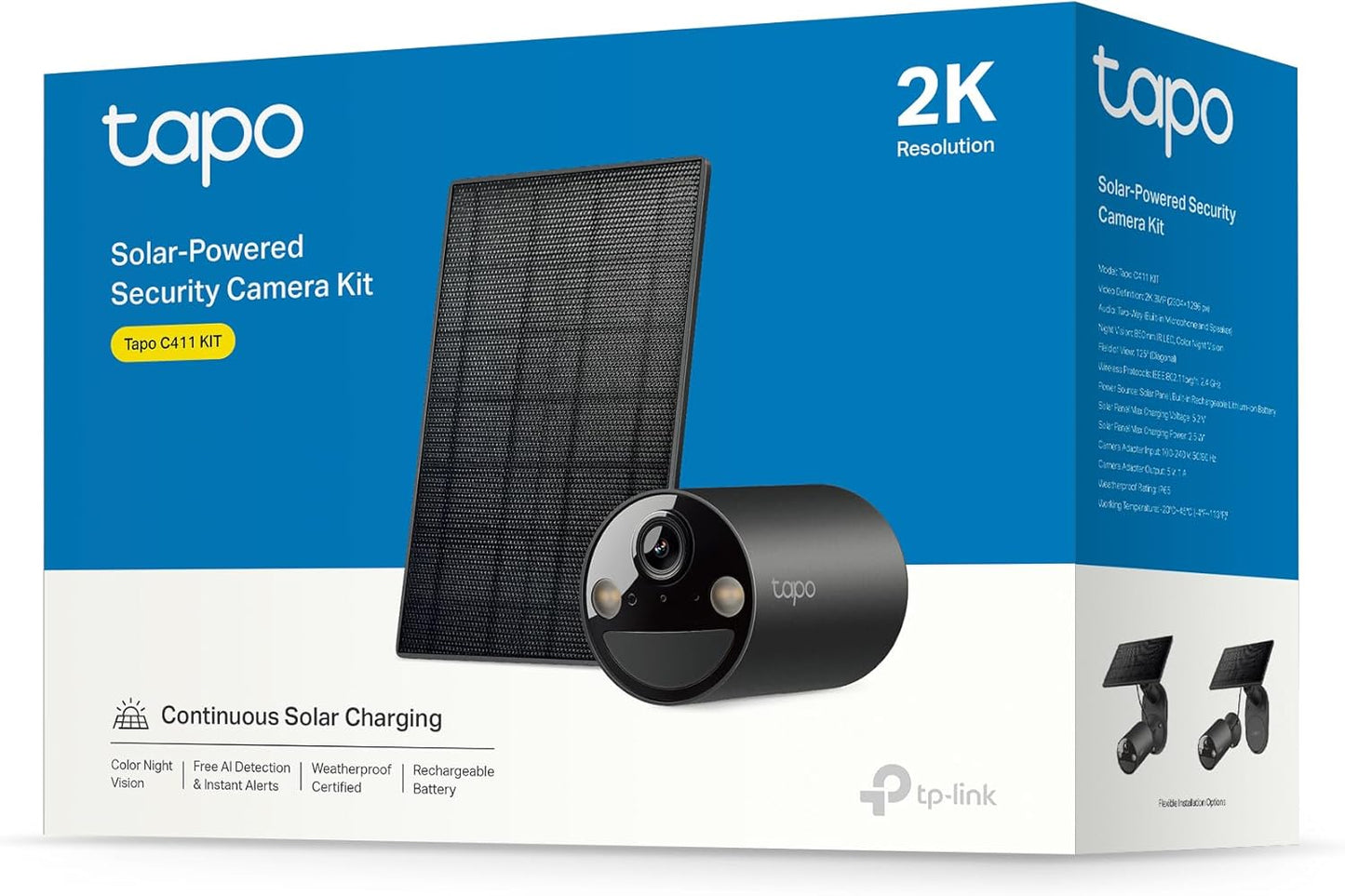 Solar-Überwachungskamera-Set Tapo C411 Kit, Solar Außenkamera Akku Schwarz
