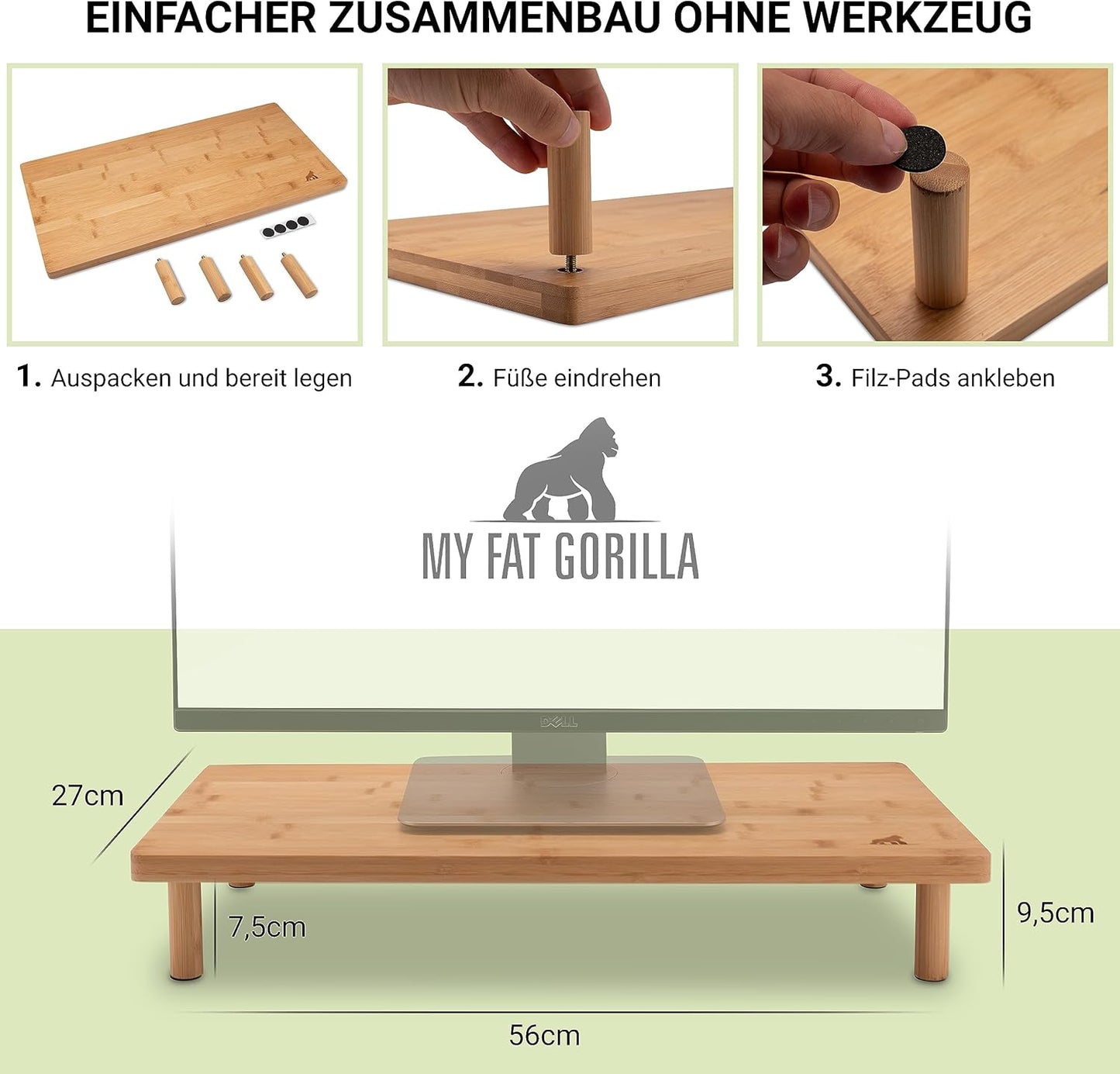 Ergonomischer Monitorständer aus Bambus
