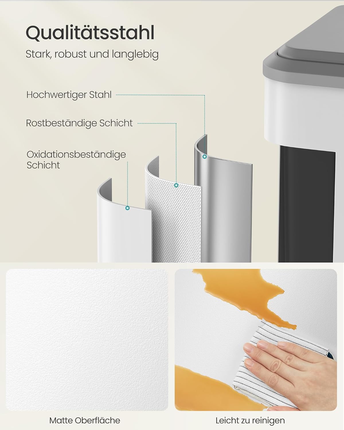 Mülltrennsystem LTB544W02, wolkenweiss 30 L