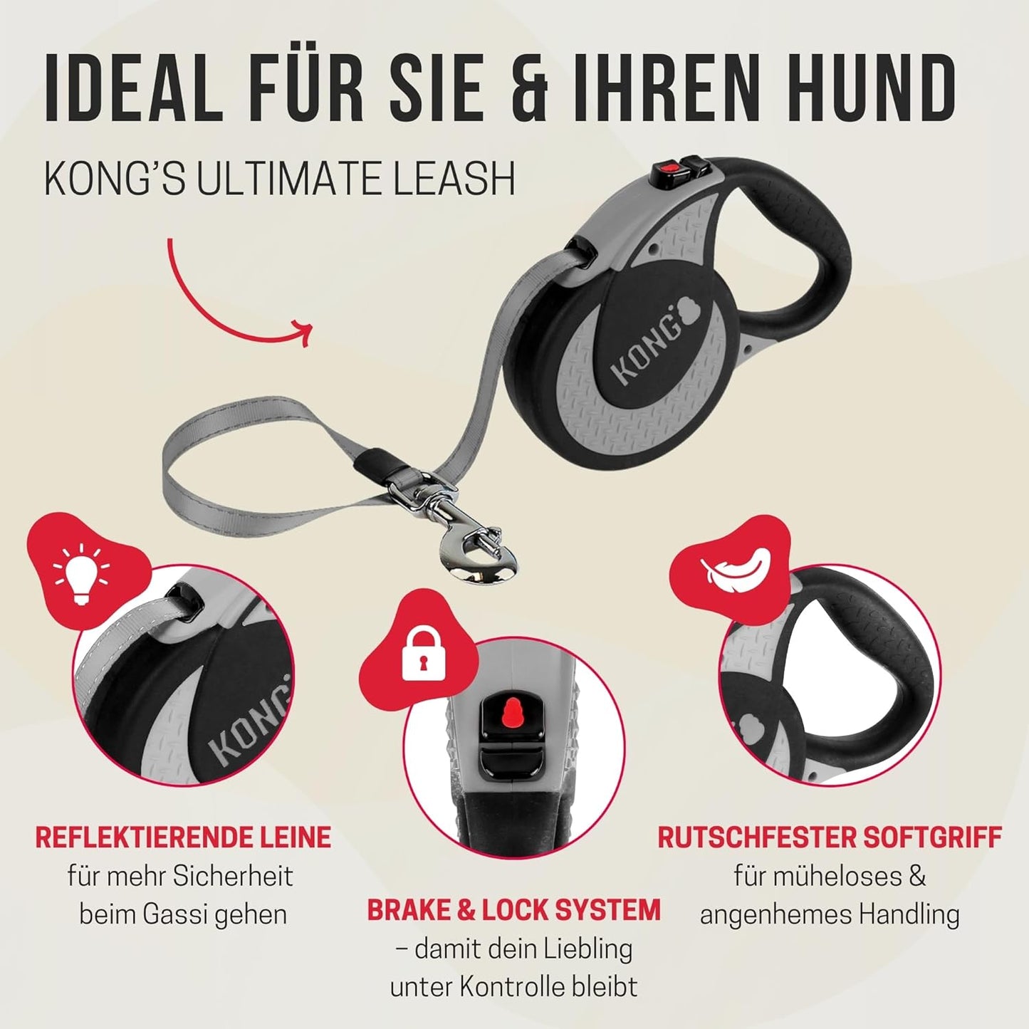 5m Rollleine für grosse Hunde, Ultimate XL (bis 70 kg) Grey
