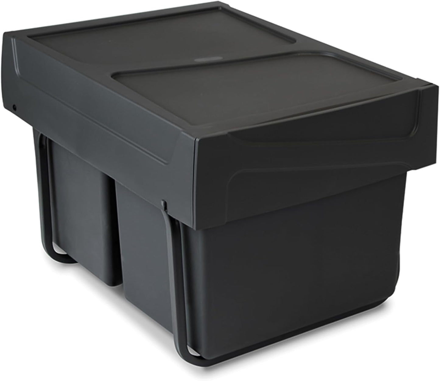 Recyclingbehälter mit Handauszug, Schwarz 2x15 L Küchenabfallbehälter (Bodenbefestigung)