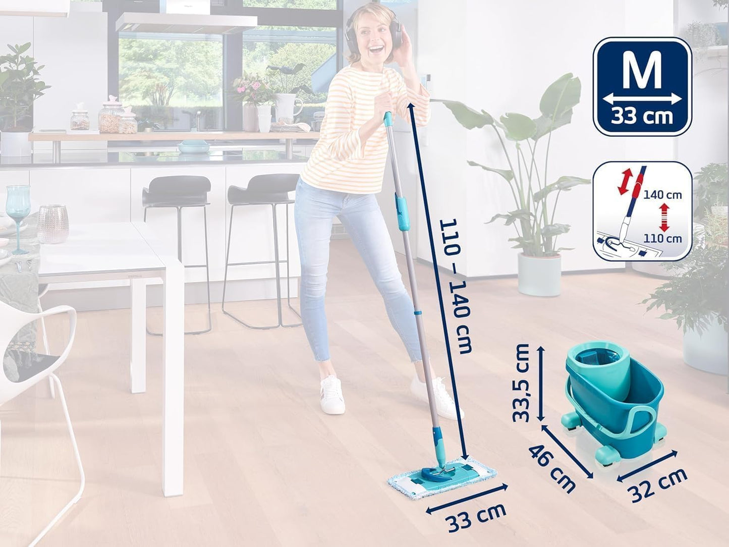 Flachwischer-Set Clean Twist, Eco Verpackung Set Clean Twist M Ergo 2.0 mit Rollen