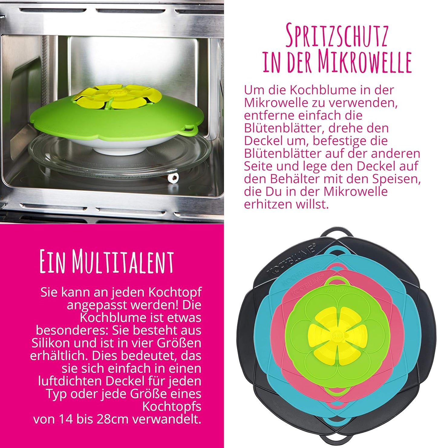 Überkochschutz-Set für Töpfe inkl. Microfasertuch, Anthrazit