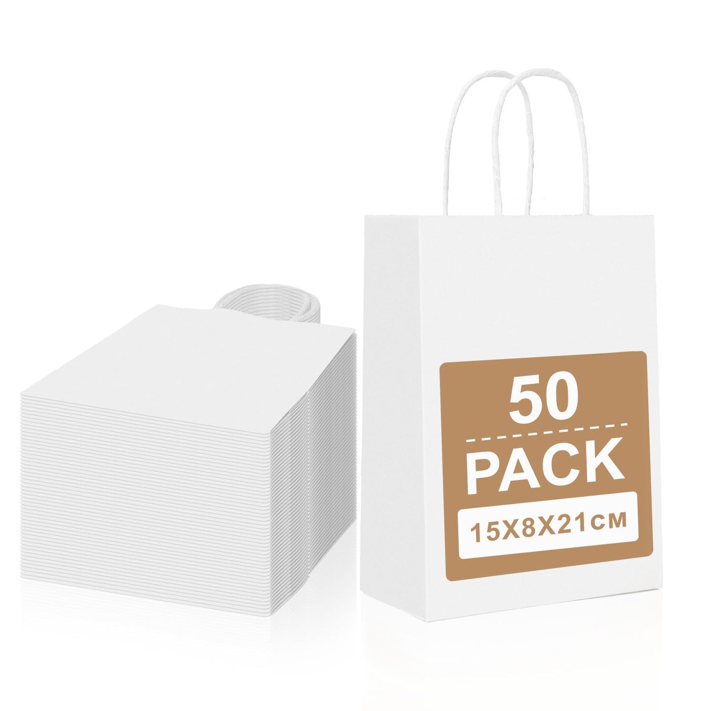 Geschenktüten mit Henkel, Weiss-Klein 50 stück (1er Pack)
