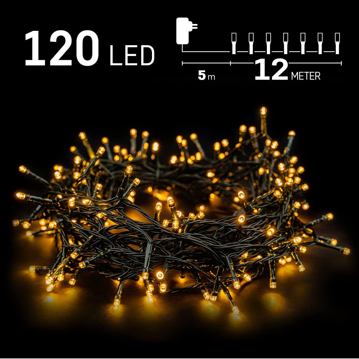 LED Lichterkette mit Timer, 12M / 120 LEDs