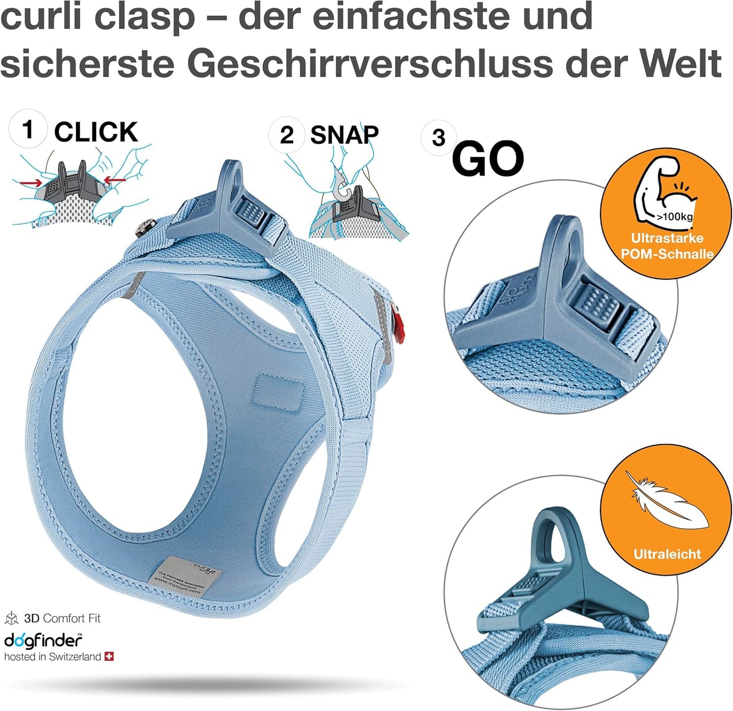 Vest Harness Clasp Air-Mesh, SkyBlue ; L ; Einfarbig