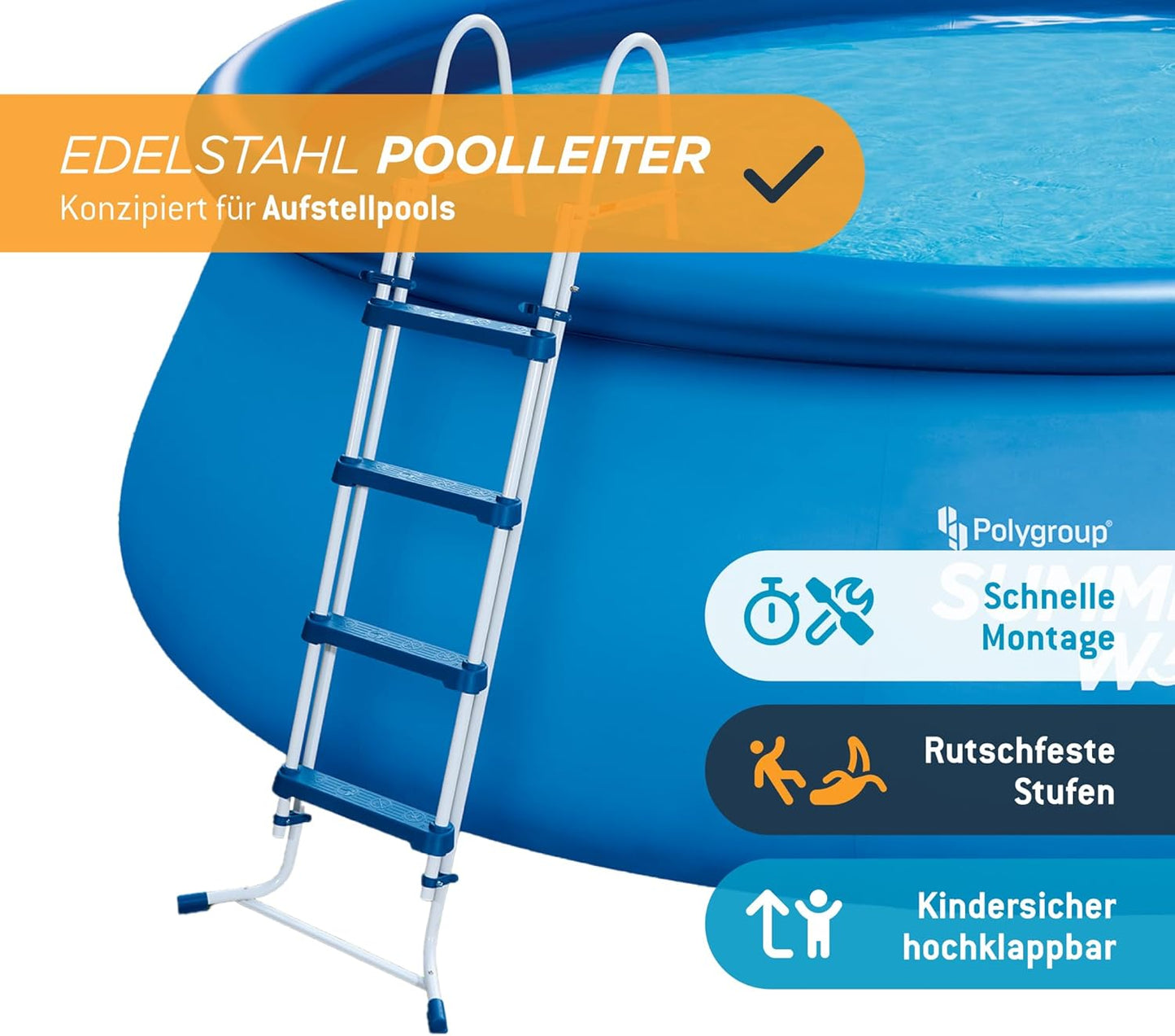 Poolleiter für Pools bis 132 cm, 132 cm