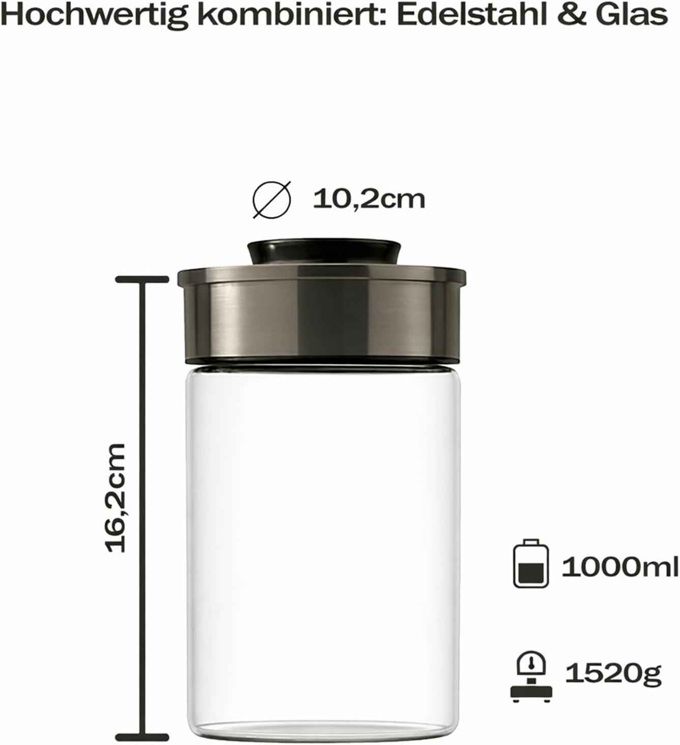 3er-Set Vakuum-Vorratsglas, 1000ml 3 Gläser