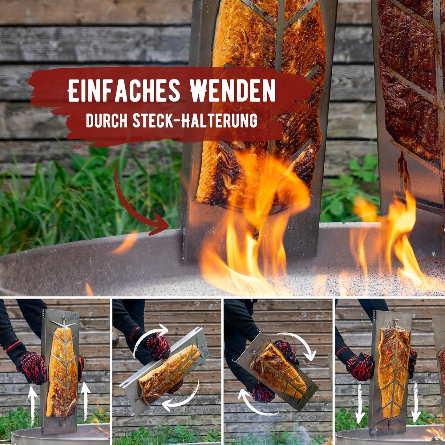 XXL Flammlachsbrett, Edelstahl