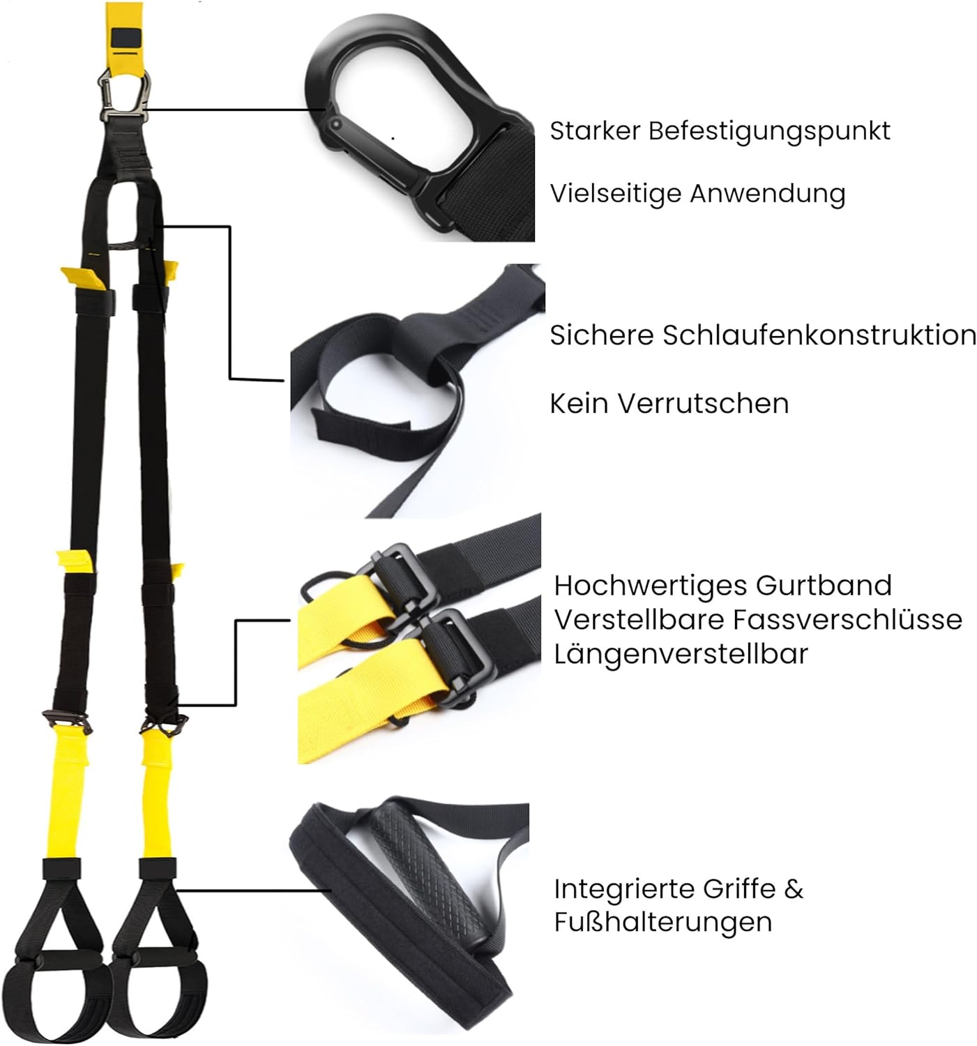 Klimmzugstange mit Multi-Winkel-Griffen, Schwarz