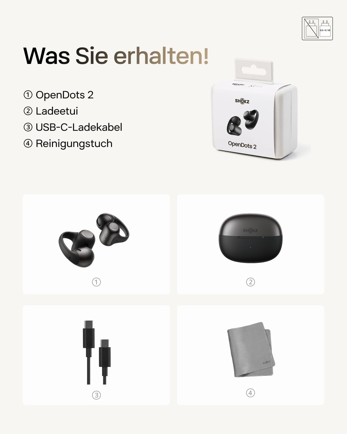 OpenDots 2 Clip-On-Kopfhörer, Schwarz
