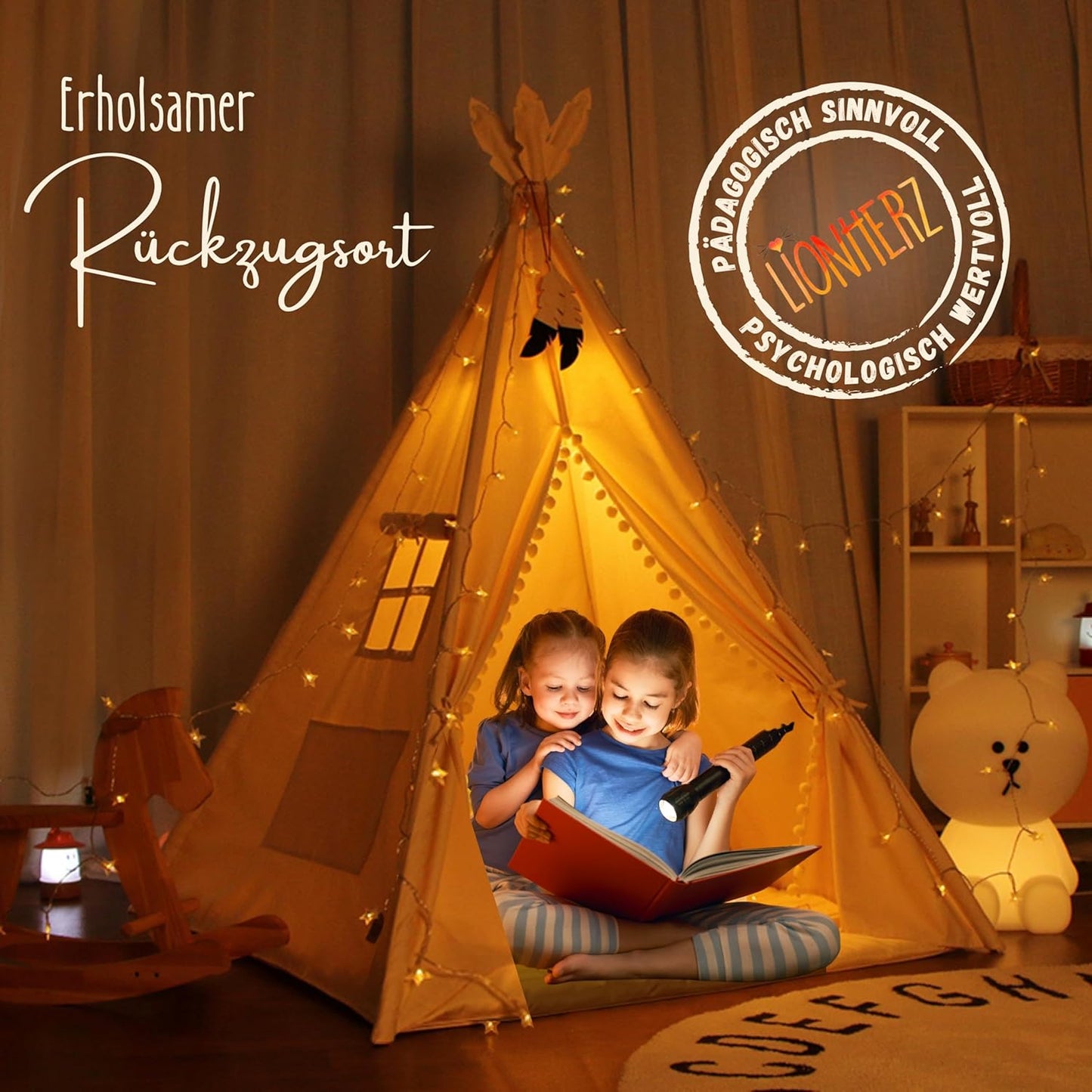 Tipi Zelt mit Kuschelmatte, Reinweiss