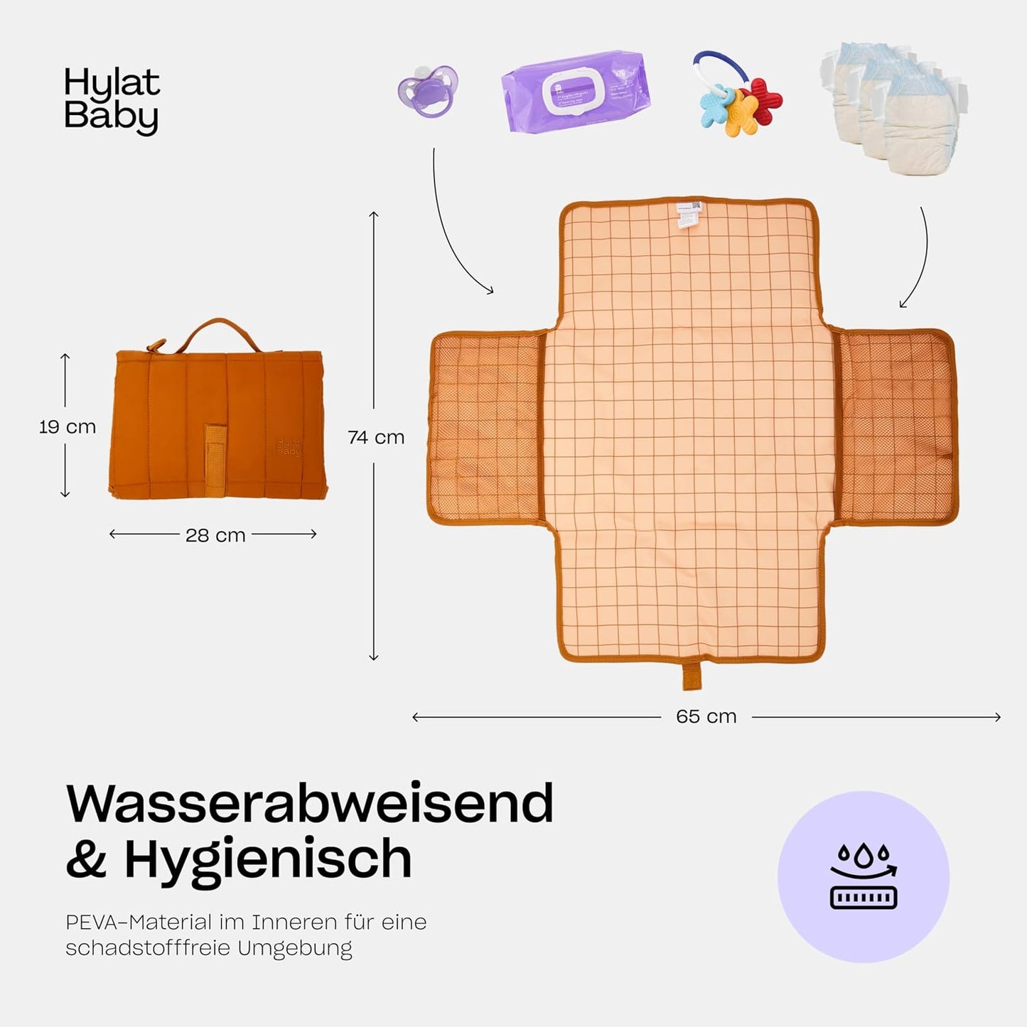 Wickeltasche mit Wickelunterlage, Braun Wickeltasche mit Wickelunterlage