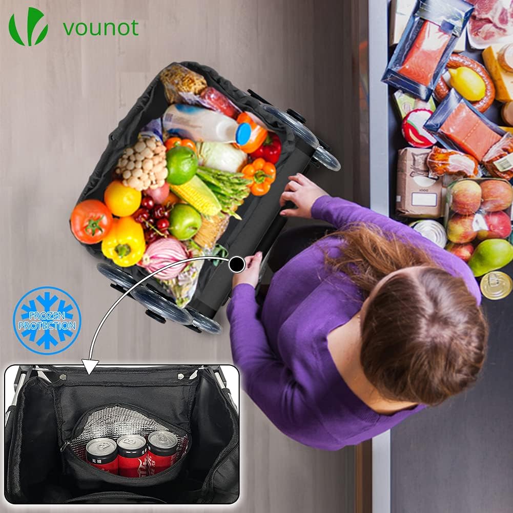 Klappbarer Einkaufstrolley, Schwarz 58L