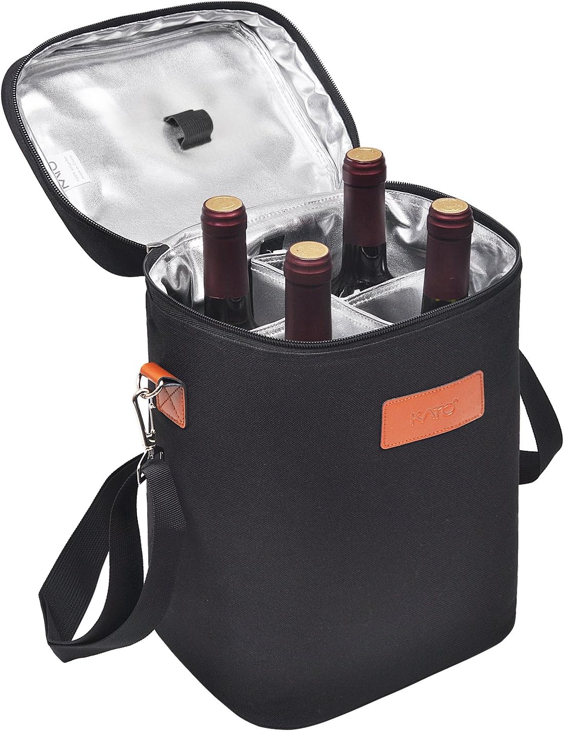 Isolierte Weinkühltasche für 4 Flaschen, Kühlschrank für 4 Flaschen - Schwarz