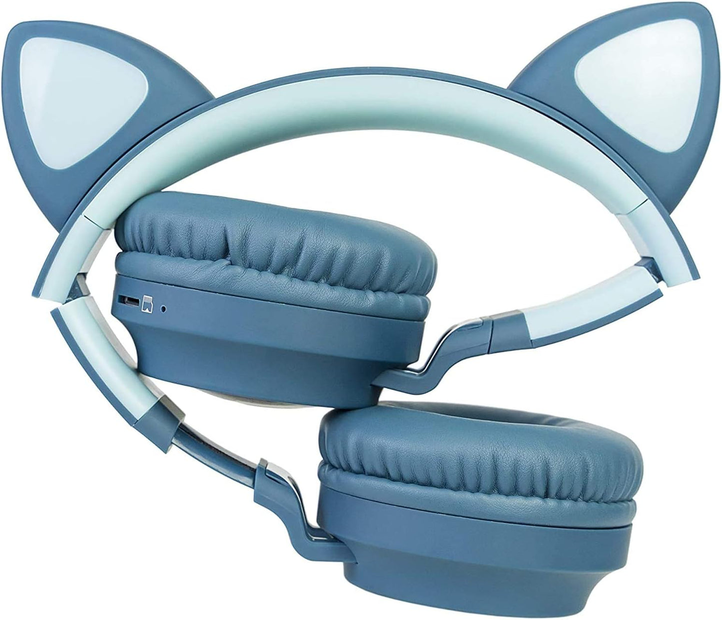 Bluetooth Kinderkopfhörer mit LED Katzenohren, Blau
