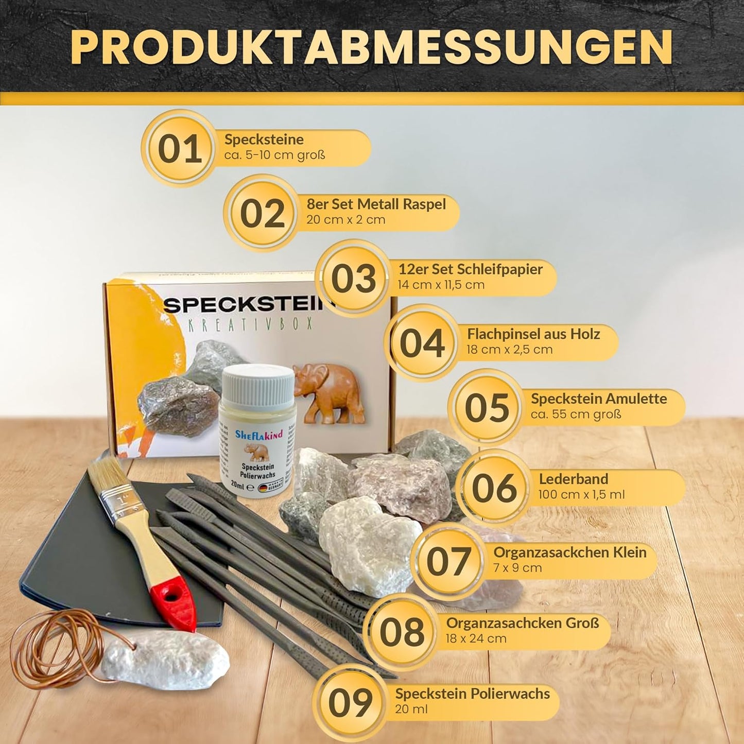 Speckstein-Bastelset inkl. Polierwachs
