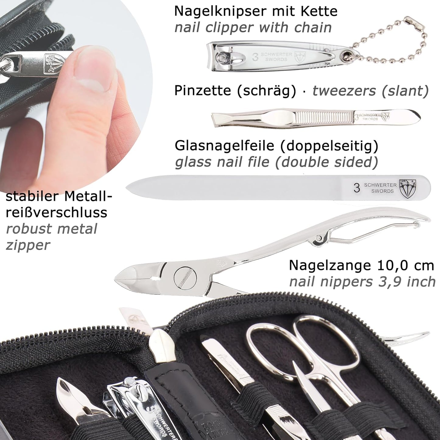 Maniküreset 'Verona', SCHWARZ - ECHT LEDER